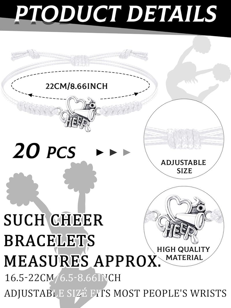 Rtteri 20 Pcs Cheerleader Gifts Cheer Bracelet Girls Charm Bracelet Adjustable Cheerleader Gifts For Cheer Team Jewelry Accessories Bulk - Image 2